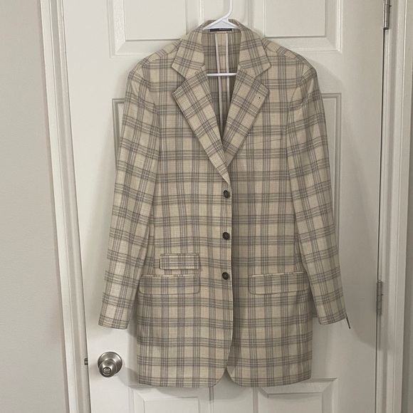 NWT Murano unlined neutral plaid slim fit sport coat